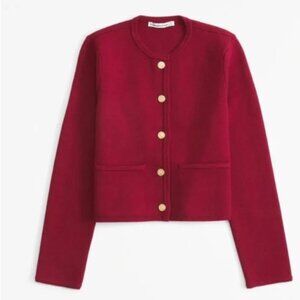 Abercrombie & Fitch Luxe Loft Red Cardigan with Gold Buttons Size Small